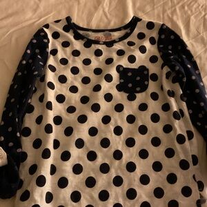 Cat & Jack Navy and White Polka Dot Long Sleeve Tee
